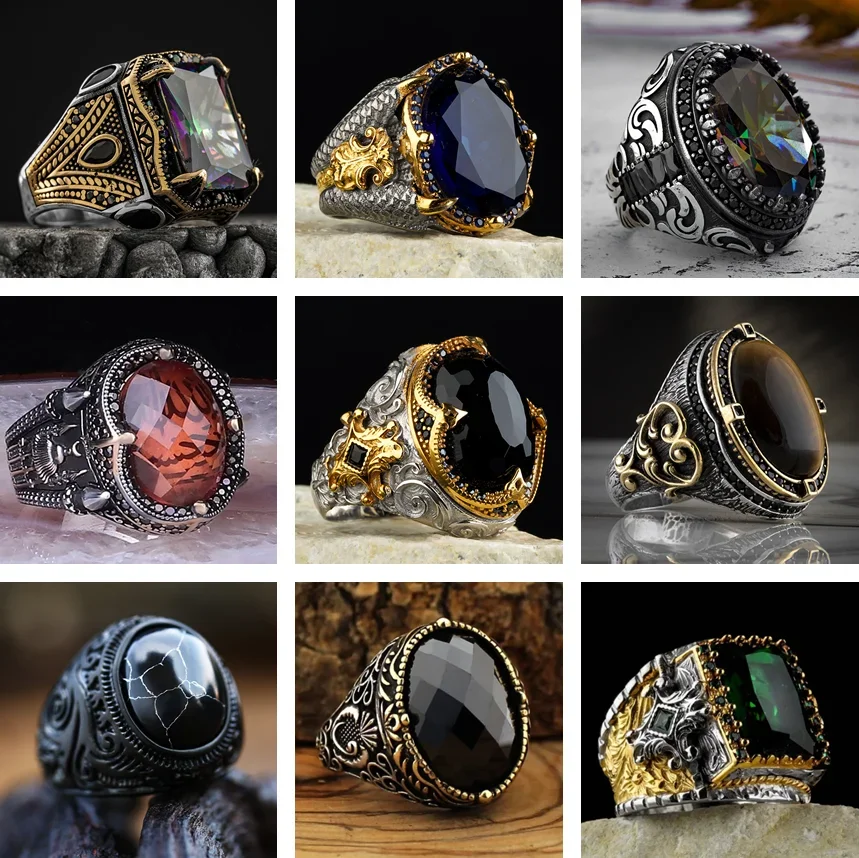Nuovo Materiale Di Rame Apello Open Anello Regolabile Amber Persone Di Pietra A…