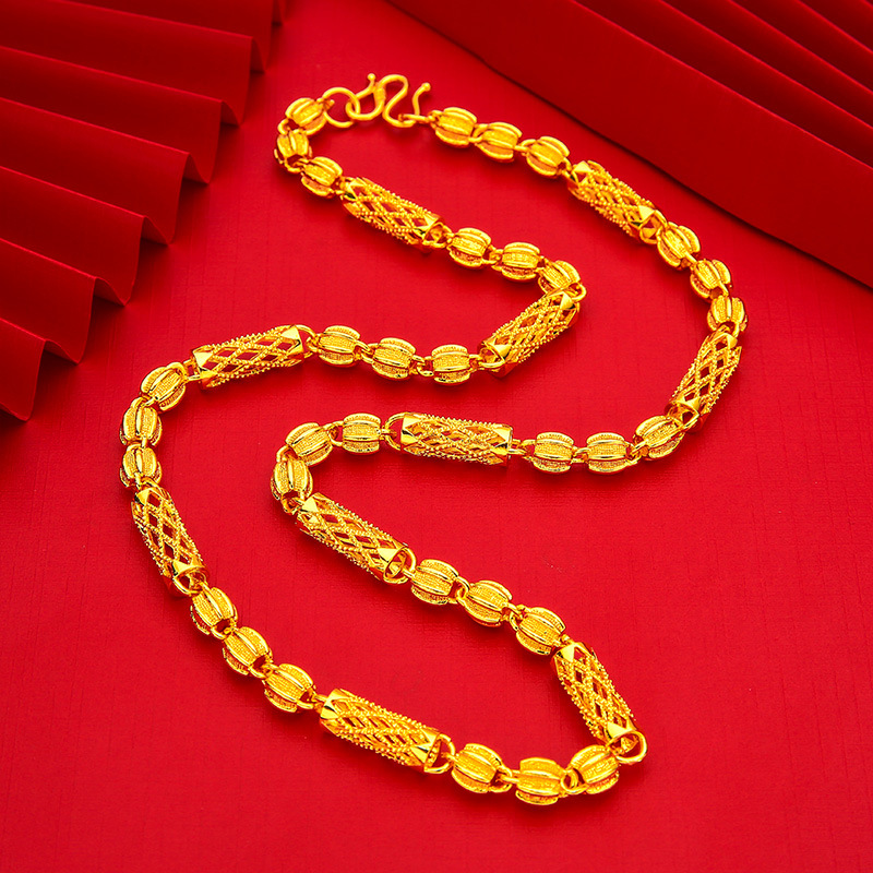 Collana A Griglia A Griglia A Gusto Cavo Di Oro 24K Maschile (AU999) |Griglia D…