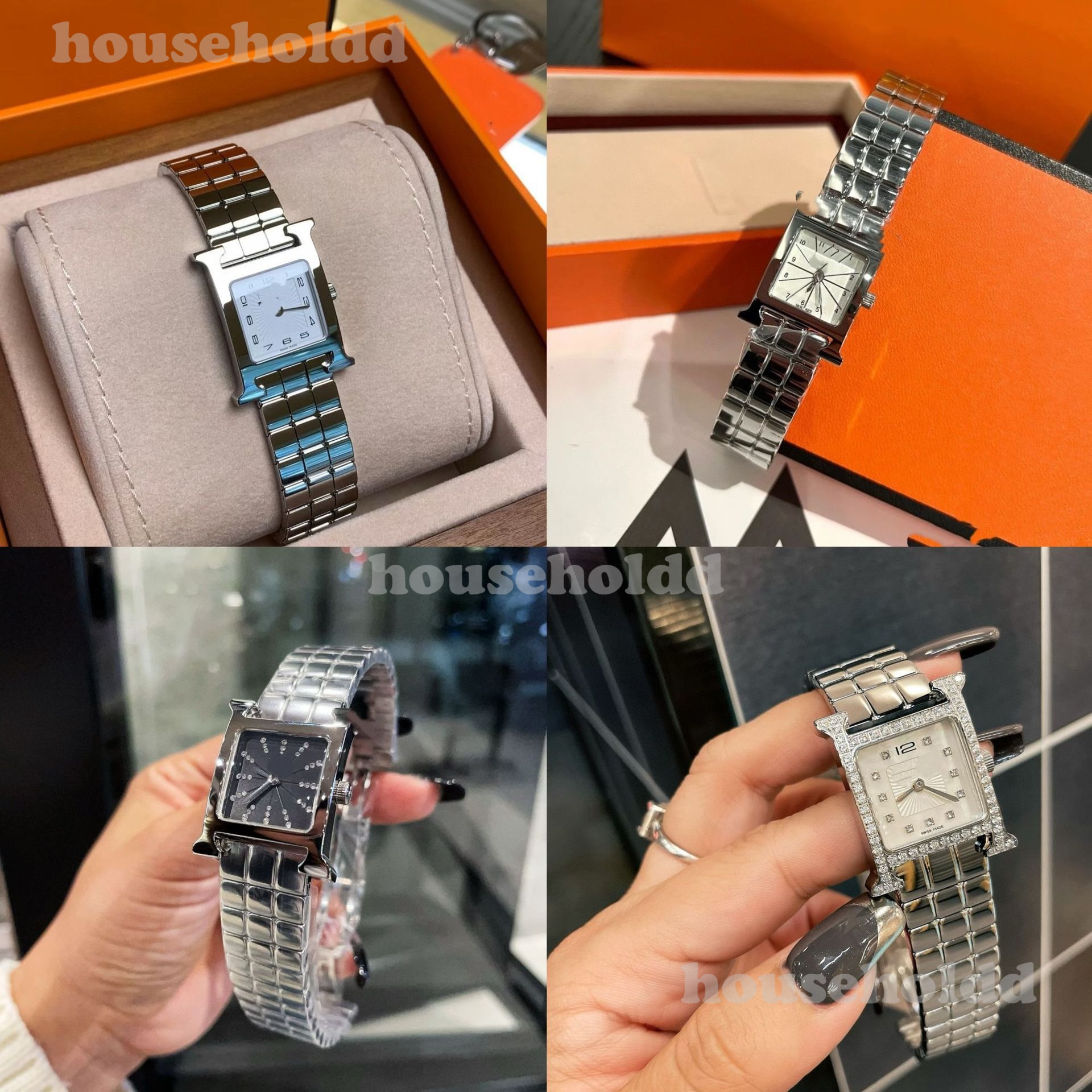 Women's Designer Watches Wristwatches Fashion Luxury Elegant and Simple Quartz Waterproof Watch Square Tank Stainless Steel Band