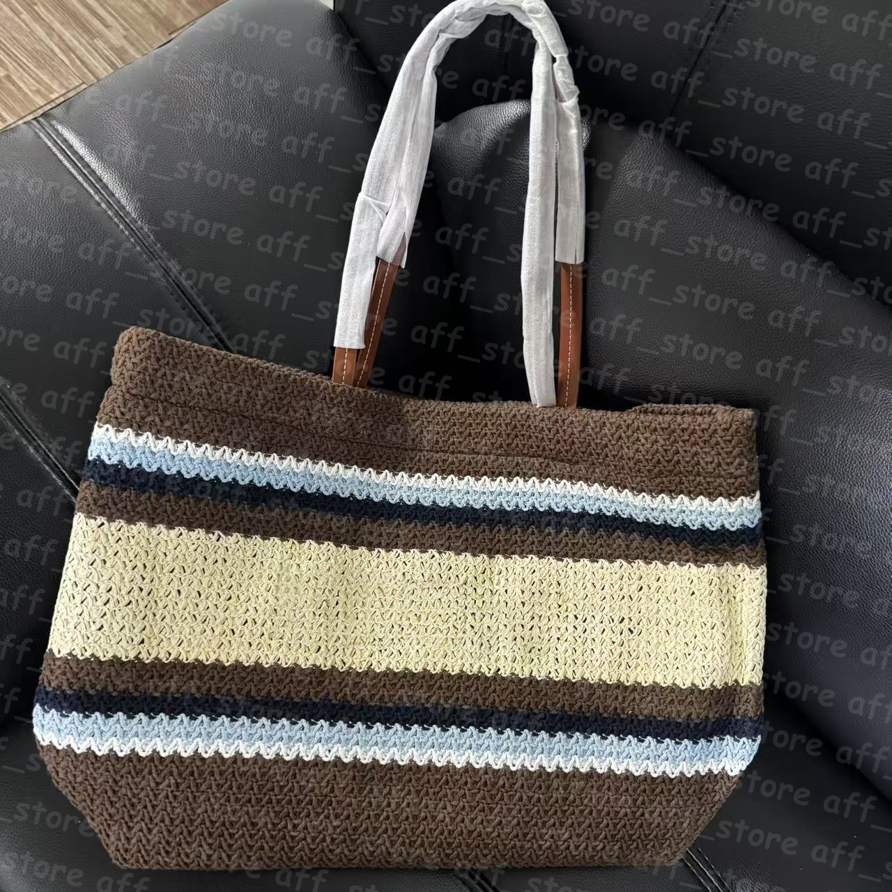Fashion Designer Striped Woven Bag Beach Handbags Tote Bags for Women Summer Vacation Large Capacity Shoulder Mother Bag Cosmetic Bags 19123