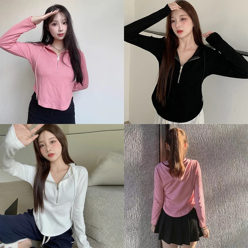 Hoodies Women Casual Simple Zipper Long Sleeve Slim Streetwear Sweatshirts for Spring and Autumn Thin Clothes Solid Color 250709