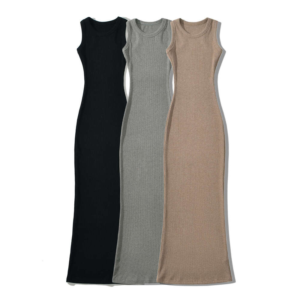 Spring American Style Slim Fit Knitted Mermaid Long Sexy Stretch Tight Sleeveless Dress B5