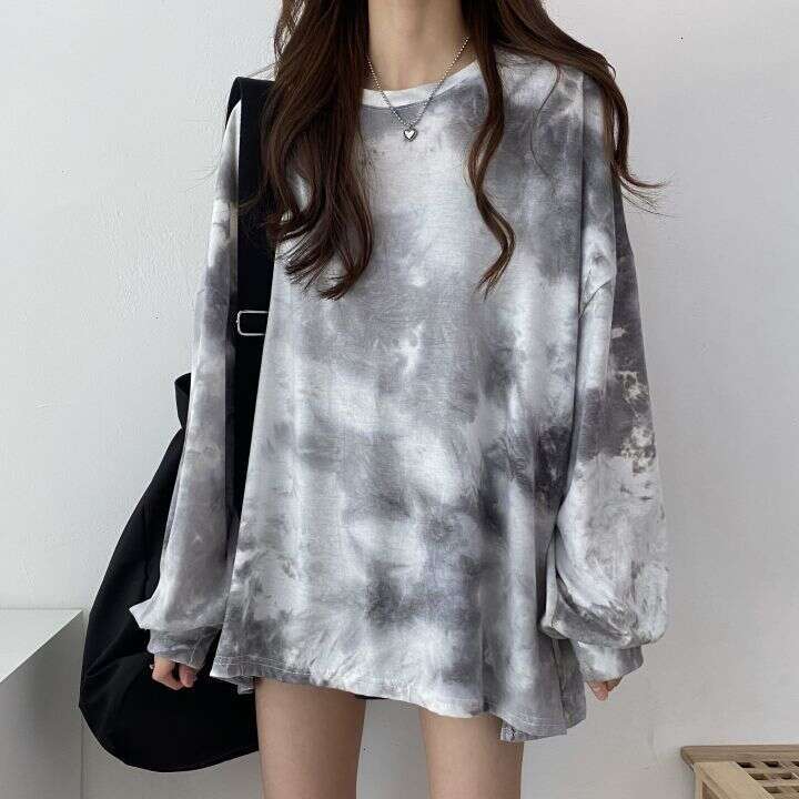 Imitation Cotton T-Shirt Women's Long Sleeve New Loose Plus Size Spring Autumn Student Sweatshirt B5