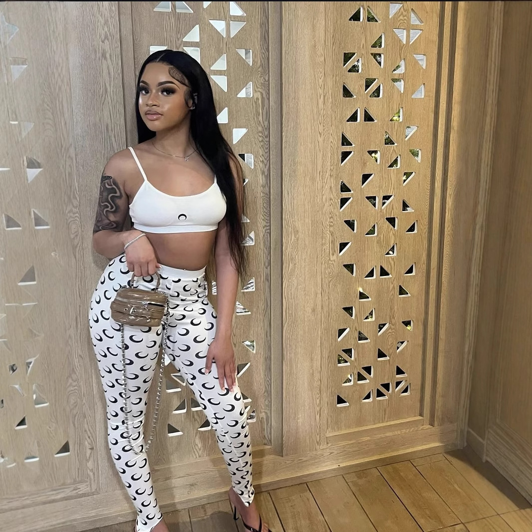 2025 New Sexy Slimming Vest and Pants Set Fashion Crescent Print Two-Piece Set
