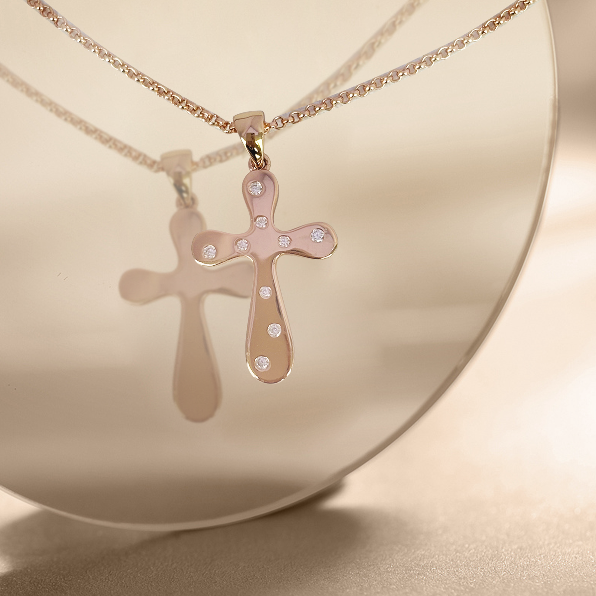 925 rose gold full of stars cross with 19 inch pearl necklace 925 silver material inlaid with AAA zircon pendant red gold environmental friendly elect