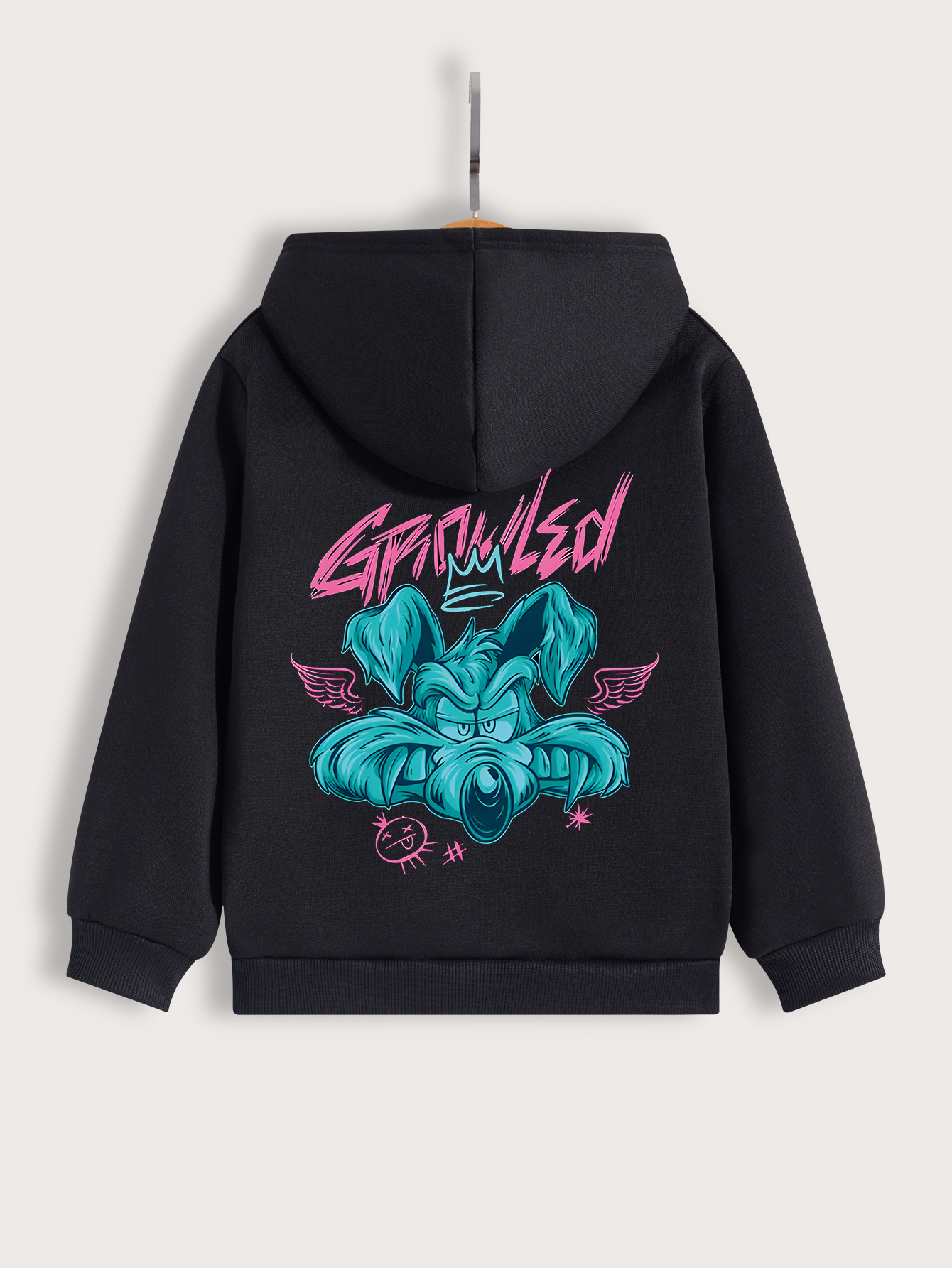 Pure cotton sweater women's 2025 new spring and autumn American letter cartoon pattern women's fashion high street hooded casual coat