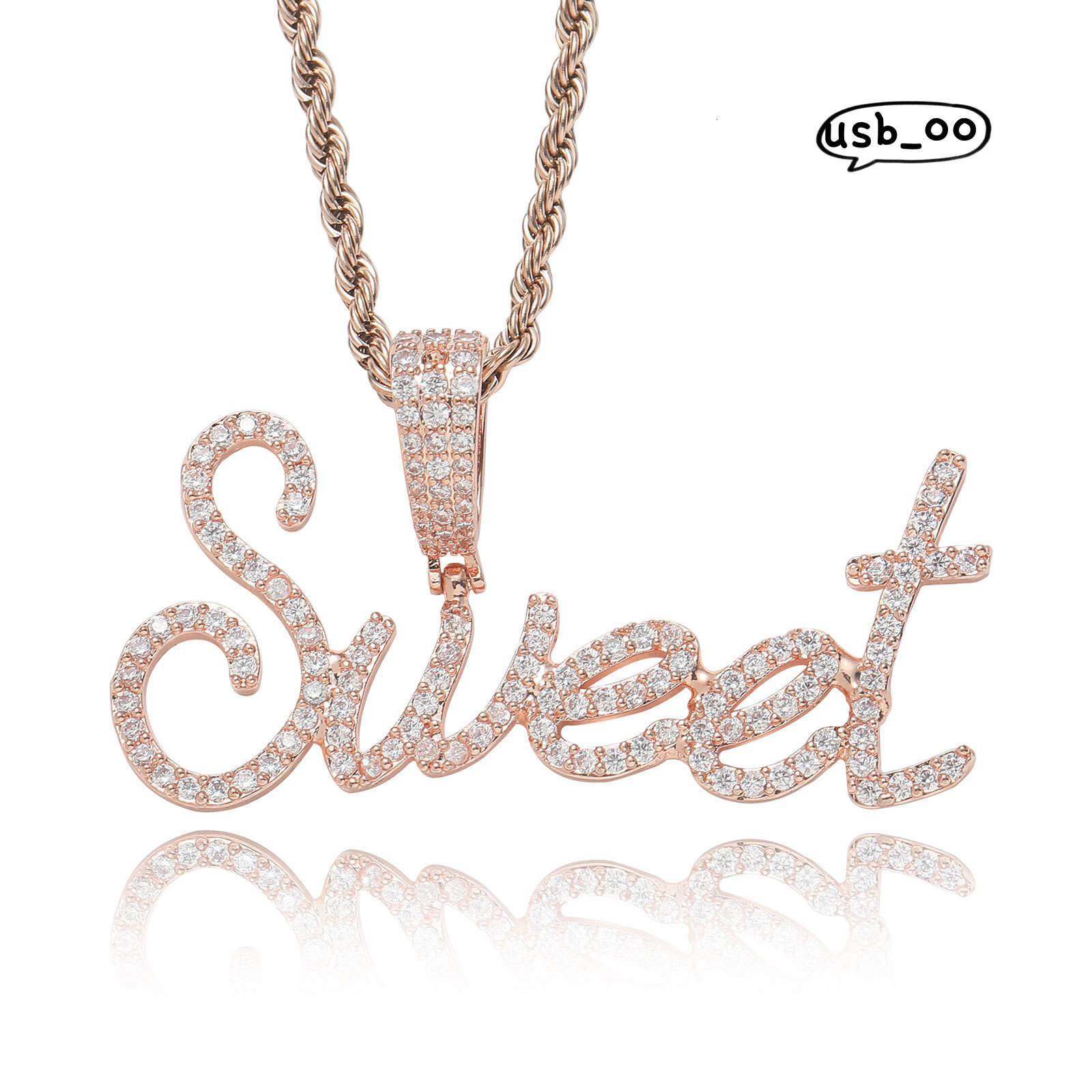 Name Customized Letter Splicing Copperplate Pendant Necklace Personalized DIY Fashion Alphabet Pendants Couple Hip Hop Jewelry