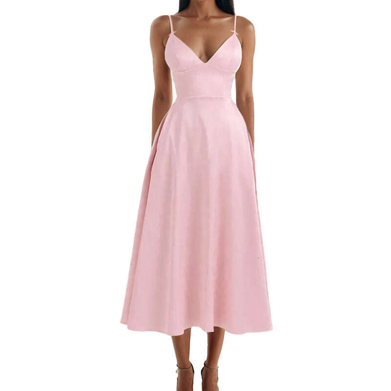 Summer New Elegant Sexy Slim Fit Slit Commuter Strapless Dress B5