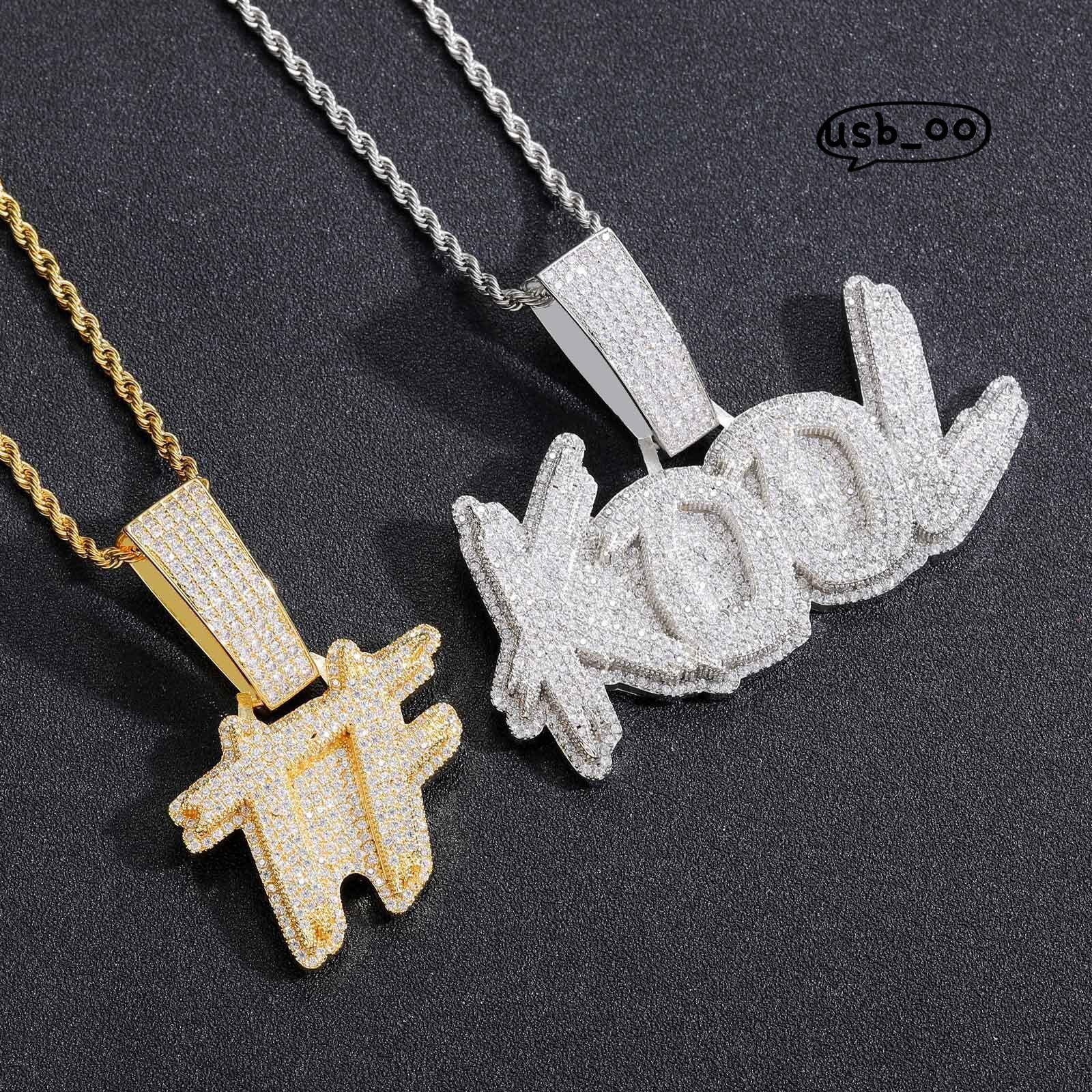 Burr Fashion Pendant Custom Hiphop Letter Pendant Necklace Gold Plated VVS Moissanite Name Pendants Couple Full Diamond Necklaces