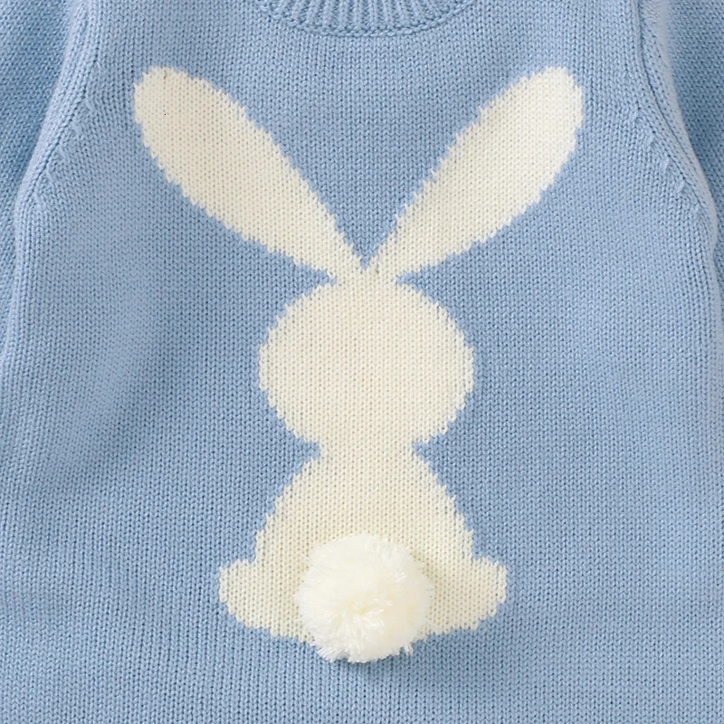 Cute Rabbit Knitted Baby Rompers Clothes Spring Autumn Crew Neck Long Sleeves born Boys Girls Easter Jumpsuits Outfits 0-18m 250709