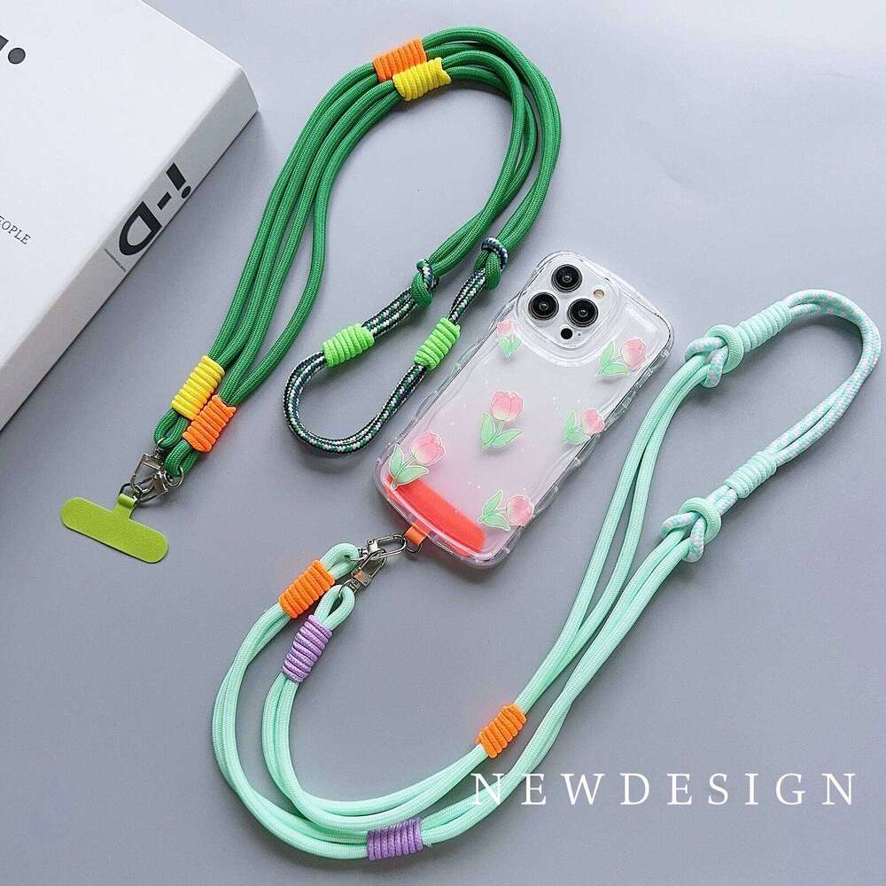 Personalized Trend Double Color Mobile Phone Universal Lanyard Diagonal Span Long Shoulder Strap Fashion Safety Rope