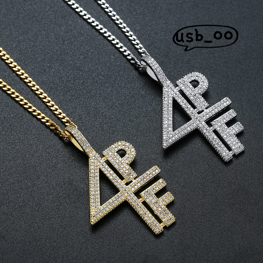 Micro Customizable Brass Gold Plated Paved Moissanite Pendant Necklace Rapper Hip Hop 4PF Number Letter for Weddings