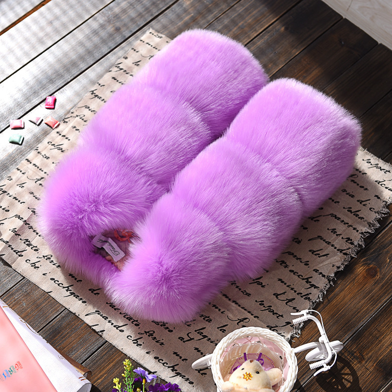 High Quality Girls Faux Fox Fur Vest Candy colors children winter coats Smooth Fox Fur Jacket for kid Faux Fur Outwears 240921
