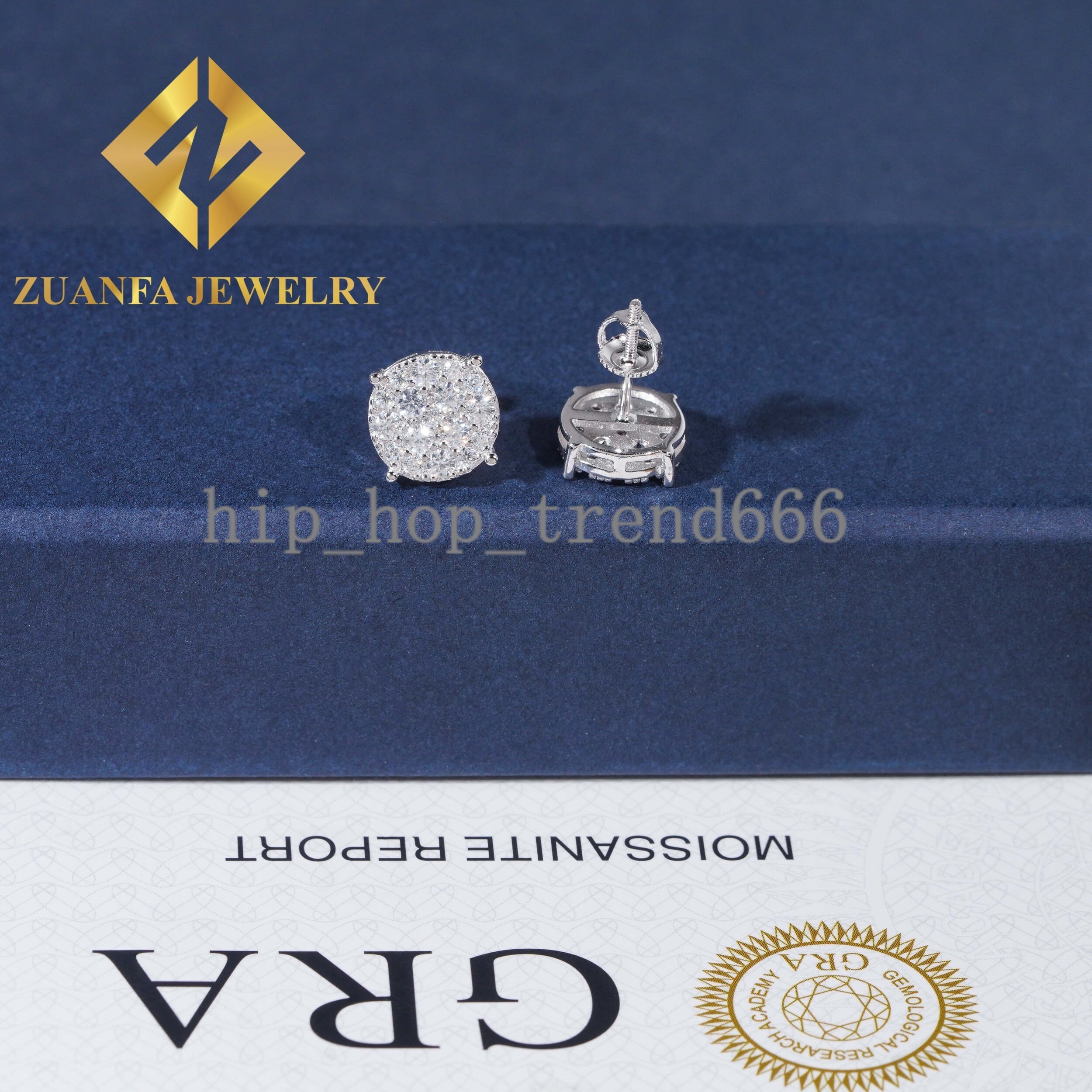 Men Style Hip Hop Fashion Stud Earring 925 Sterling Silver Jewelry VVS Moissanite Fully Iced Out Stud Earring