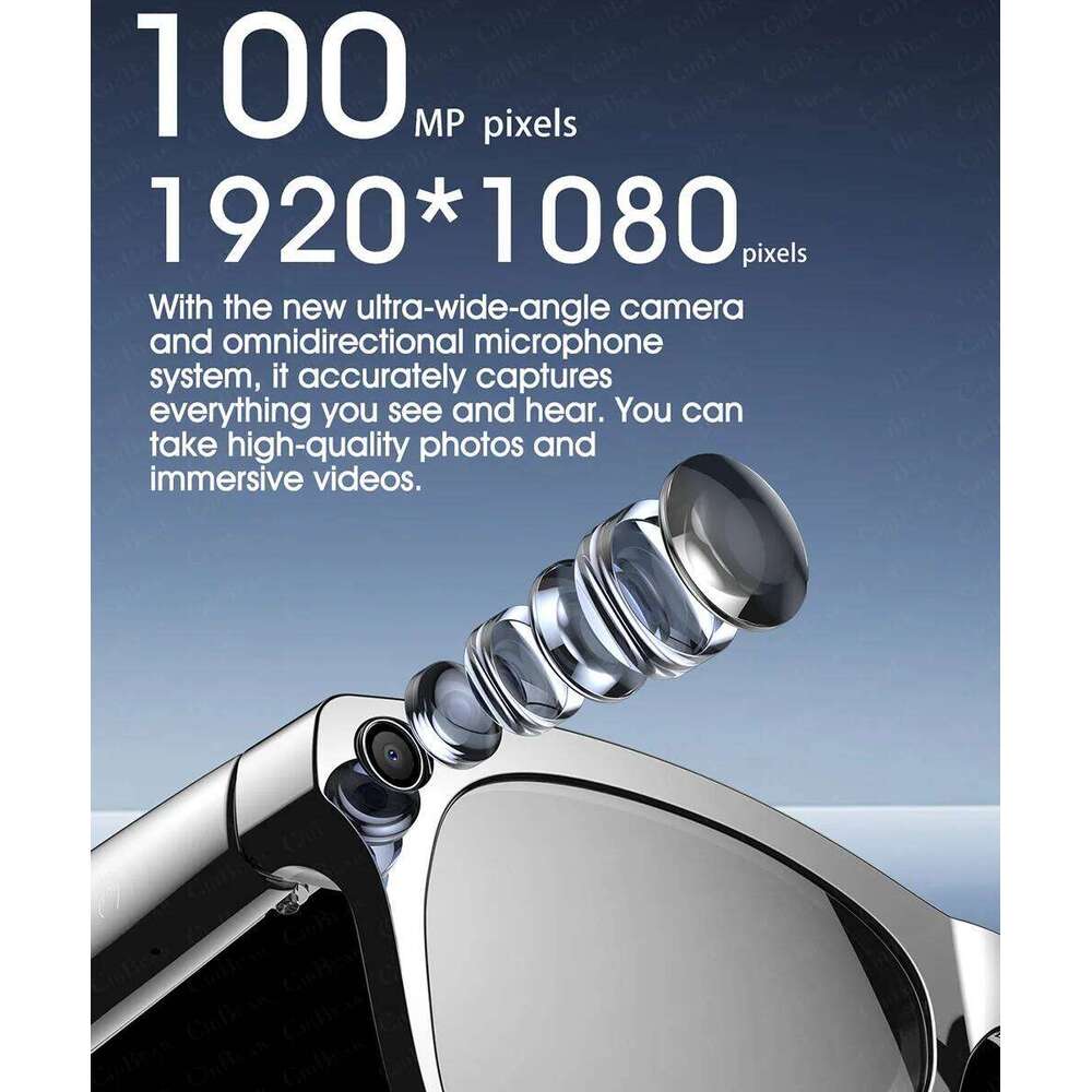 2025 Fashion AI 100Mp Camera Waterproof Bluetooth Call Playing Music Smart Glasses Identify Pictures Use Chatgpt