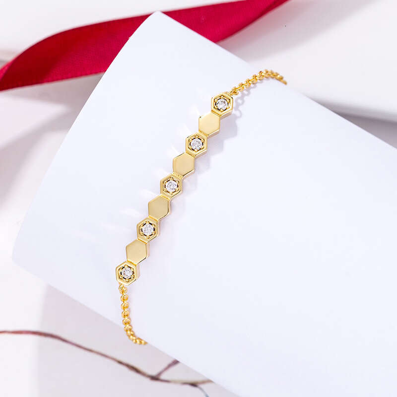 Paris Honeycomb Bracelet Rose Gold Sier Interlaced Dia Fresh Fashion Simple Light Unisex Couple Gift