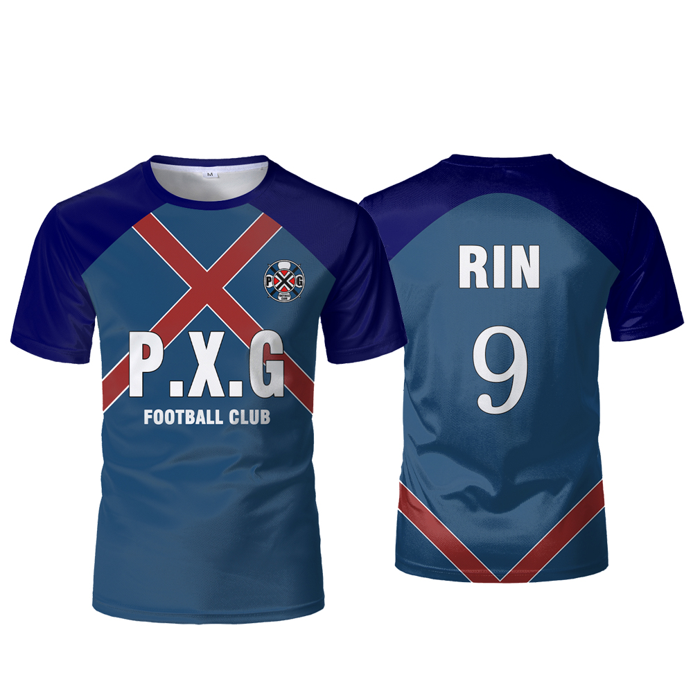 P.X.G Blue Lock Japan Anime Clothing No.9 Rin Shidou Cosplay T Shirts Men's And Women's Casual Sports Loose Tops