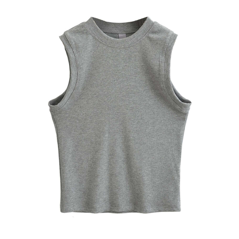 American Kardashian Same Style Wide-Edge Sleeveless Top For Women, Solid Color Slim Fit Slimming Tight Short Vest B5