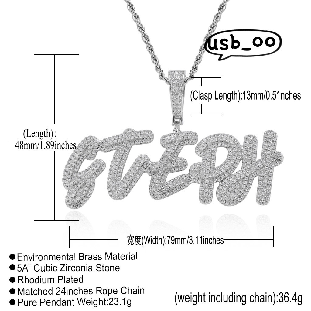Bling Out Fashion VVS Iced Moissanite English Alphabet Name Pendant Necklace Splicing Letter Pendant Couple Custom Hiphop Pendant