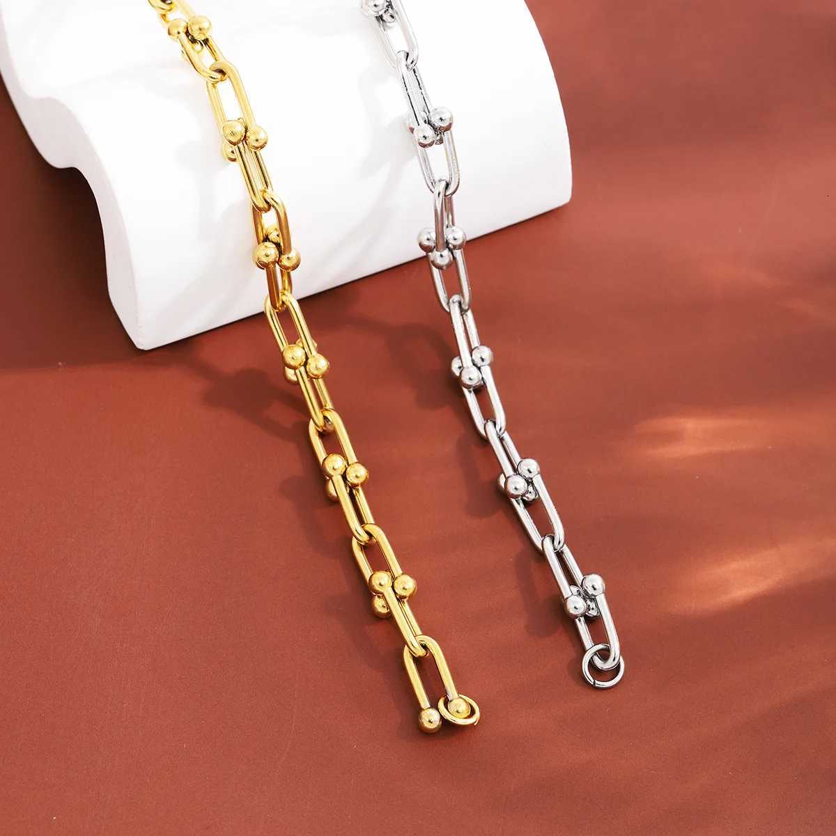 Fashion Charm U-Shaped Bracelet For Women Men Stainless Steel 18K Gold Plated Chain Unisex Jewelry Gift Daily Wear W250728