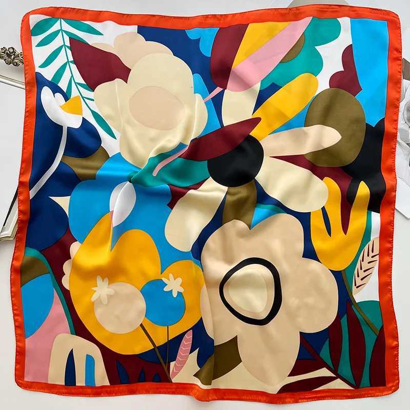 2025 Fashion Luxury Brand 70cm Silk Square Scarf Women Satin Shawl Wrap Hijab Scarf Neck Tie Female Hair Bandana Headscarf M250709