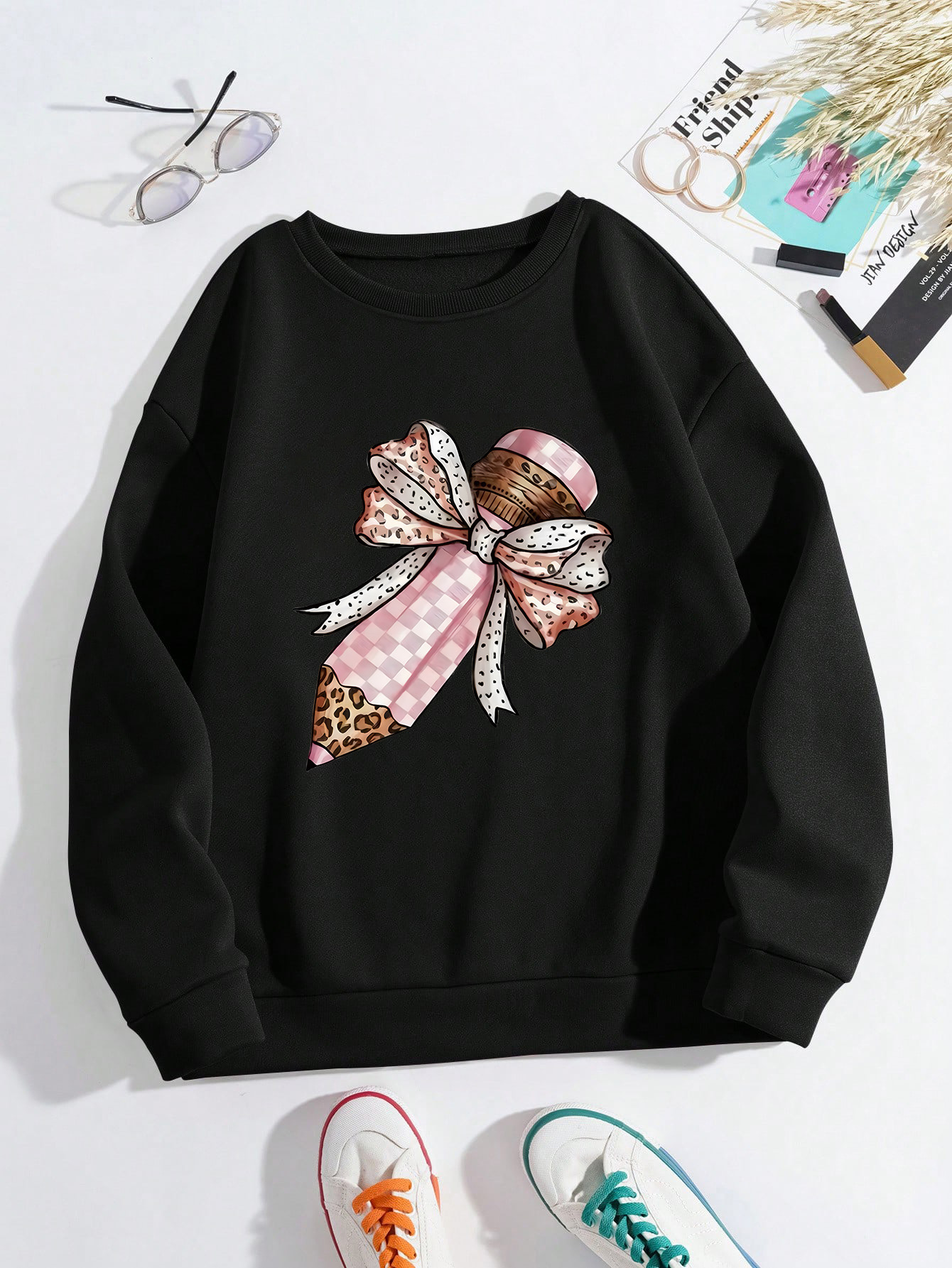 Pure cotton sweater women's 2025 new spring and autumn American letters cute pattern women's fashion high street casual coat