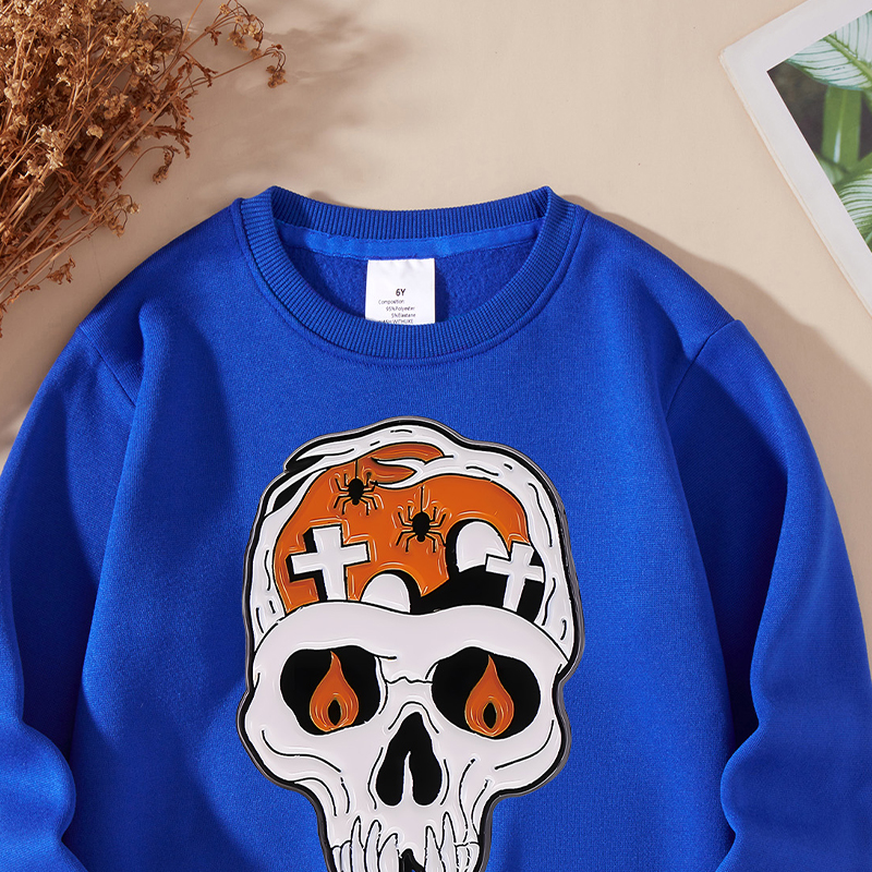 Cotton sweater women 2025 new blue spring and autumn American letter cartoon pattern women's fashion high street hoodless casual coat