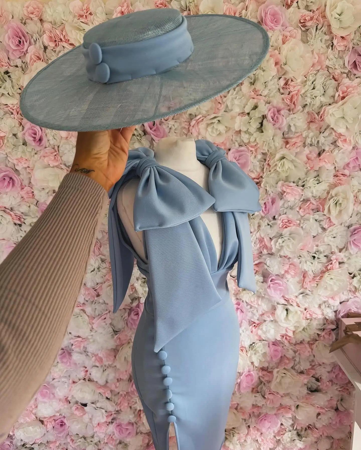 Little Black Bodycon Party Dresses Sheath Bowknot Straps Mini Short Cocktail Gowns Mother Dress With Buttons Bc19956 B0313