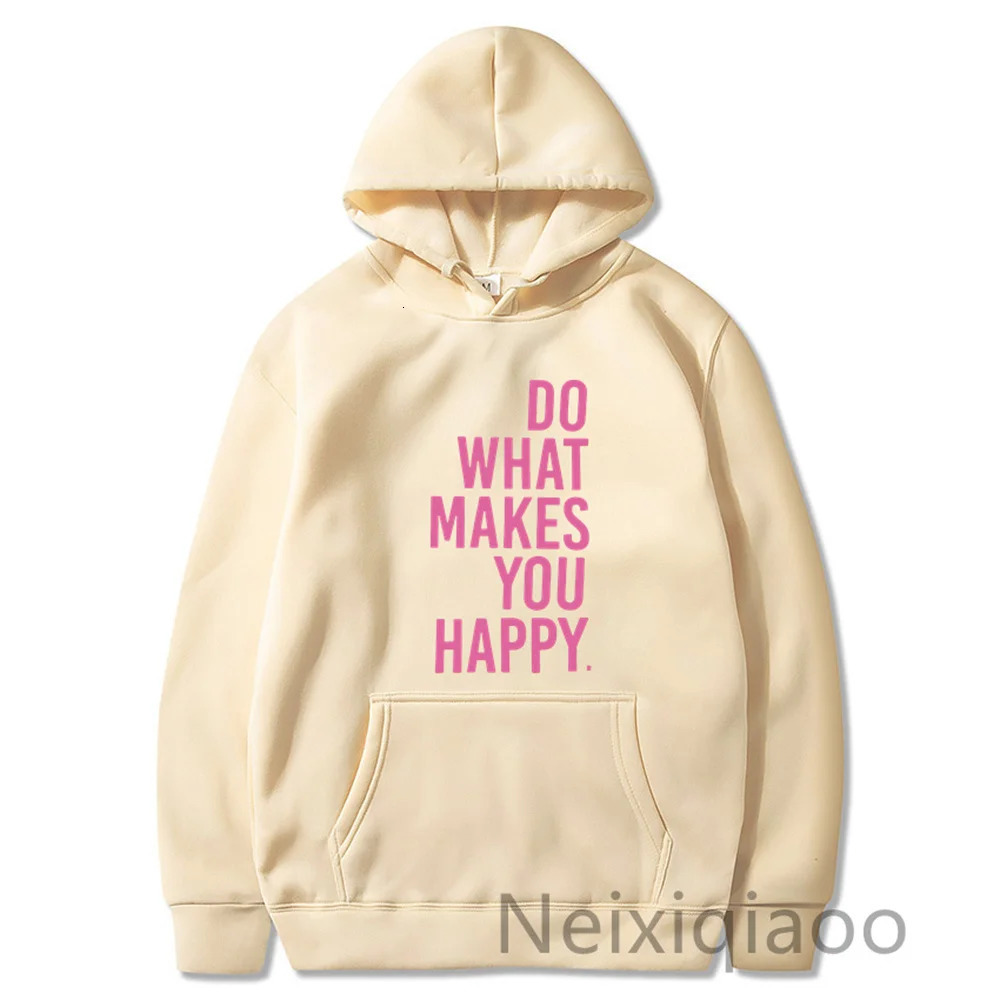 Plus Size Do What Makes You Happy Simple Letter Printed Hoodie Women Men Autumn Winter Clothing Sweatshirt Hoodies Pullover 250709
