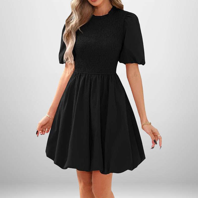 Spring New Women's Fashion Elegant Flower Bud Simple High Waist Dress For Women B5