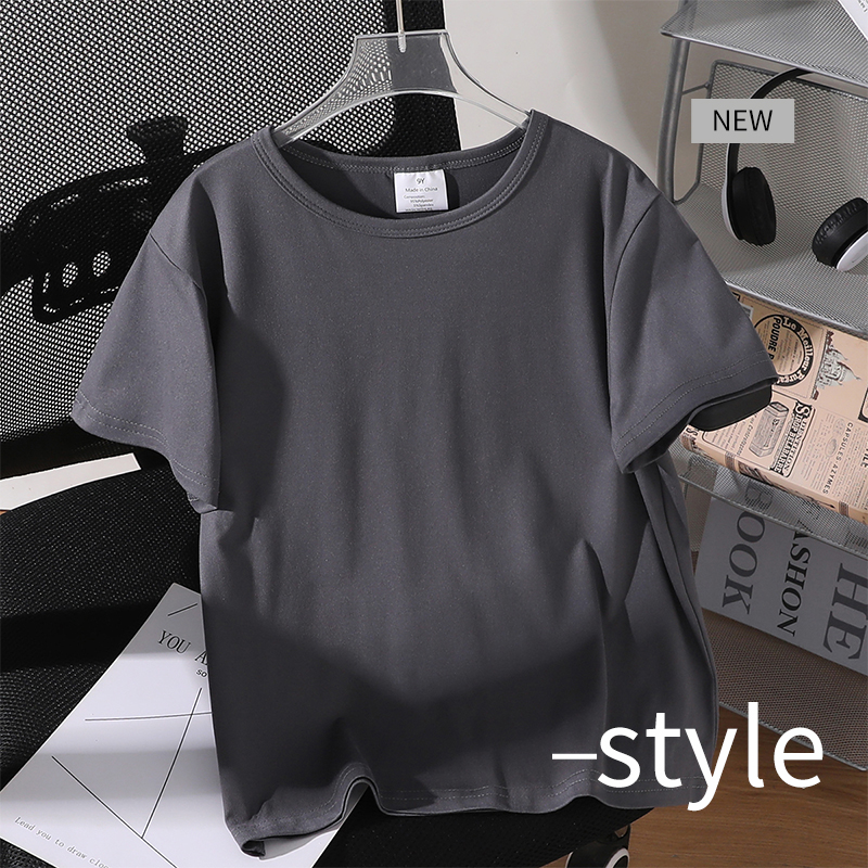 Solid color short sleeve T-shirt Solid-Colored Durable Cotton Blend Mens' Breathing Tops for Everyday Wear