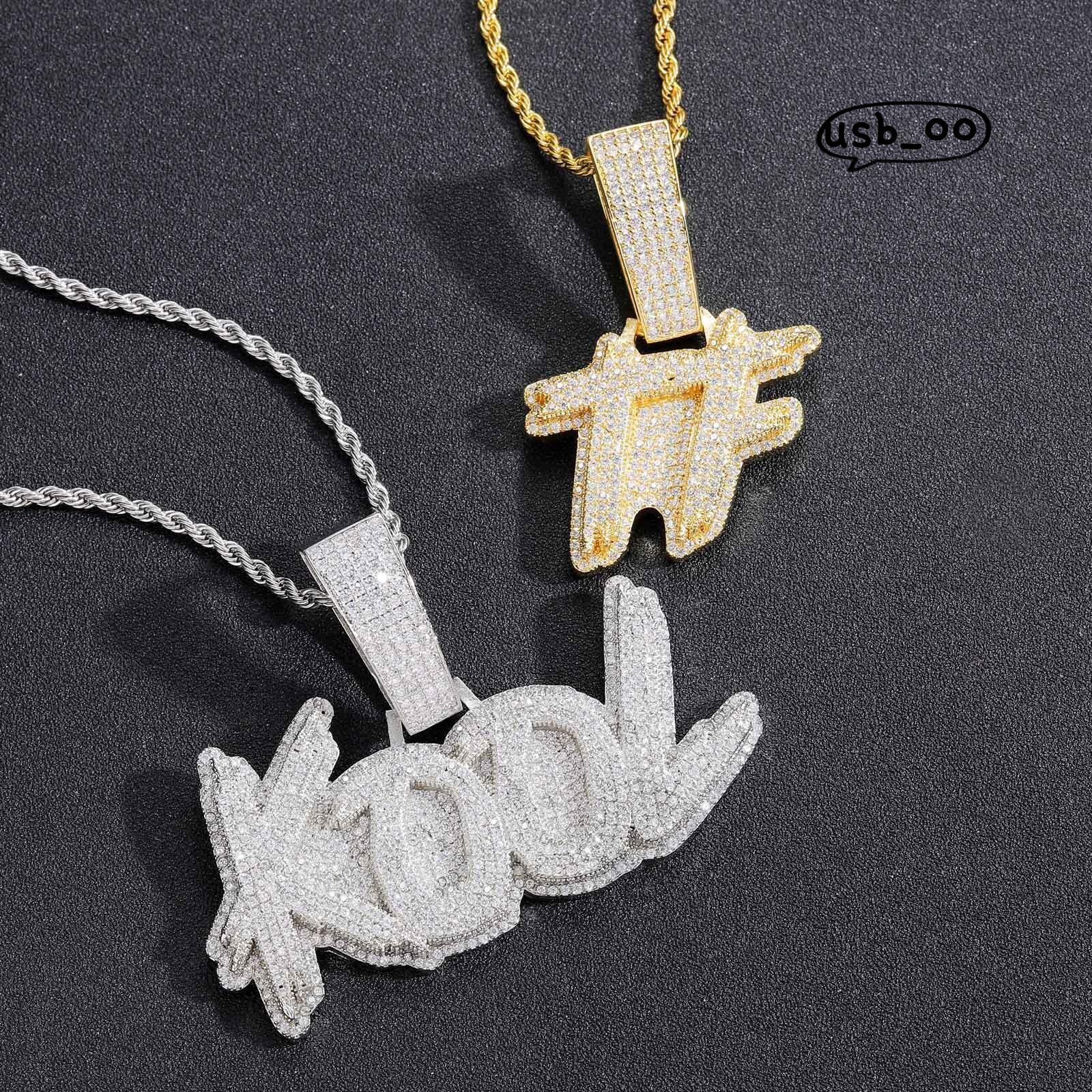 Burr Fashion Pendant Custom Hiphop Letter Pendant Necklace Gold Plated VVS Moissanite Name Pendants Couple Full Diamond Necklaces