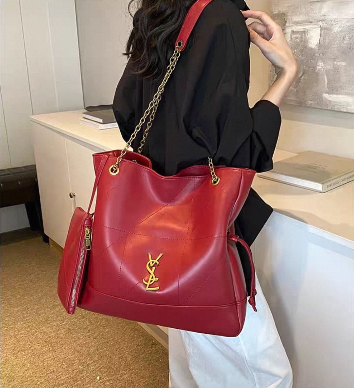Designer Bag Tote Bag Shoulder Bag Luxury Bag Purse Classic Hundred Women's Handbag High Quality Leather Tramp Bag Black Large Capacity Shopping 