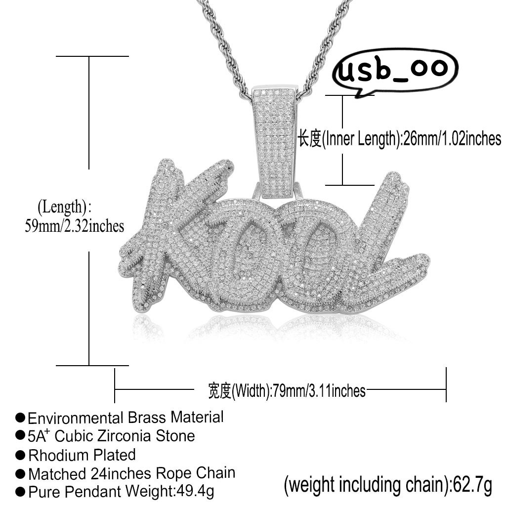 Burr Fashion Pendant Custom Hiphop Letter Pendant Necklace Gold Plated VVS Moissanite Name Pendants Couple Full Diamond Necklaces