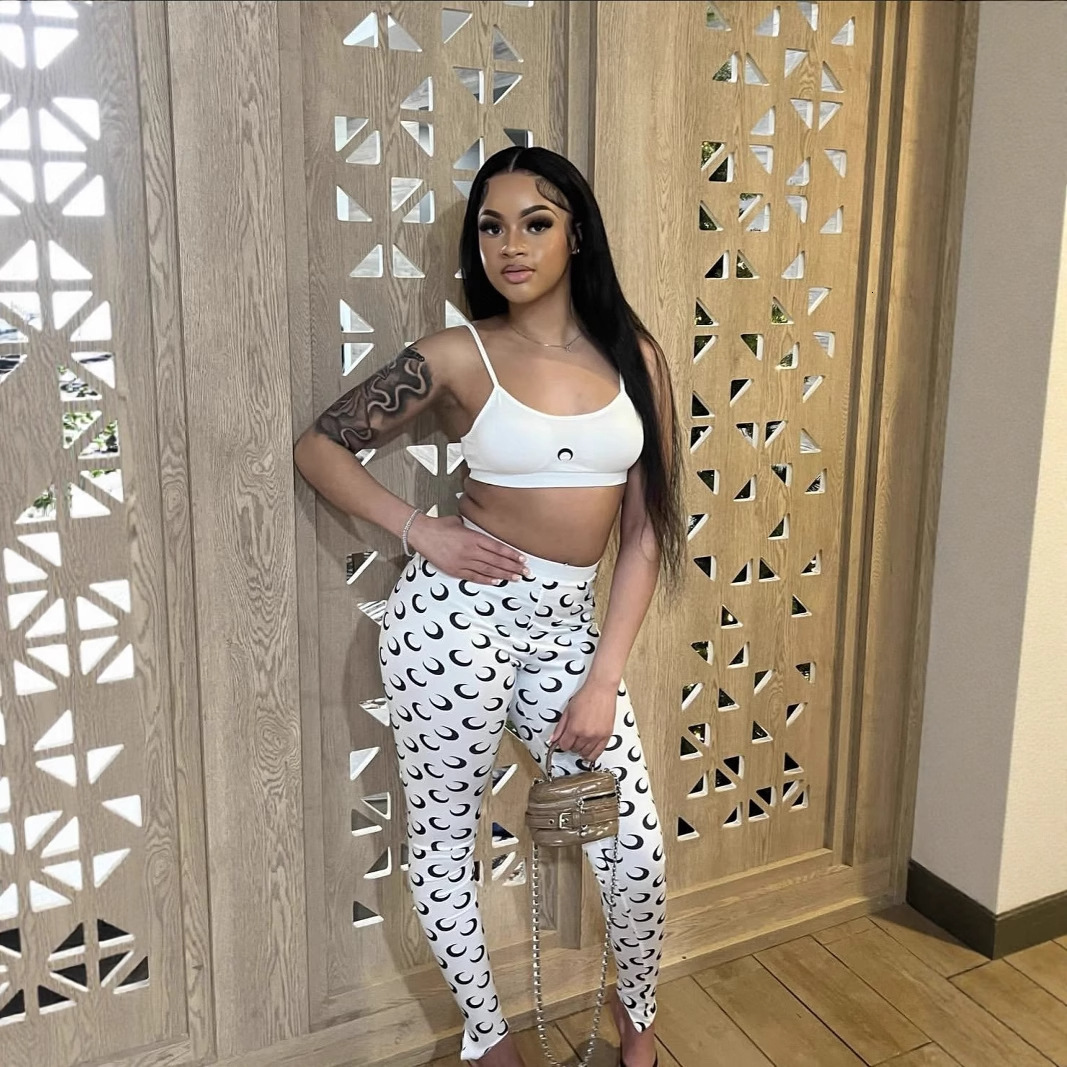 2025 New Sexy Slimming Vest and Pants Set Fashion Crescent Print Two-Piece Set