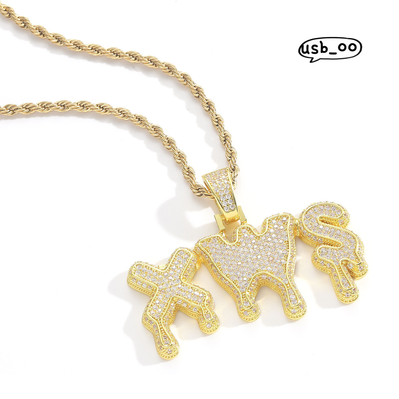 Drop Custom Water Hiphop Pendant Letter Pendant Necklace Real Gold Plated Full Moissanite DIY Patchwork Name Necklace for Couple