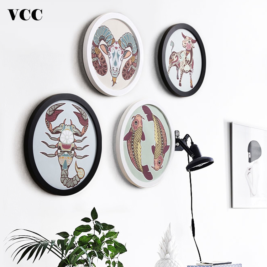 Wooden Frames Creative Gift DIY Hanging Wood Picture Holder Wall Mounted Photo Frame Round Home Decoration H260306
