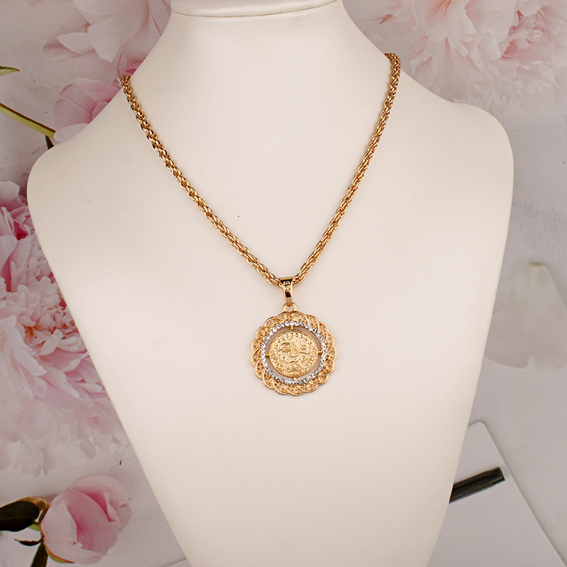 Turkish Fashion Pendant Necklace Slid Chain Luxury Gold Plated Necklace for Women
