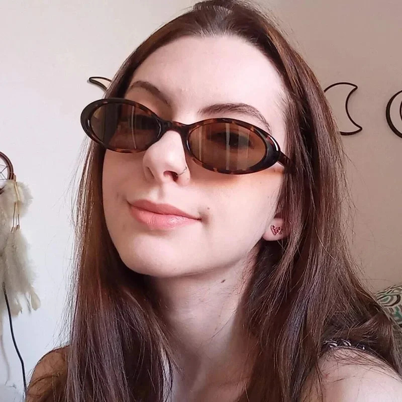 Sexy Womens Sunglasses Small Oval Sunglasses Fashion Leopard Brown Sun Glasses Retro Sunglasses 250708BJ - view 7