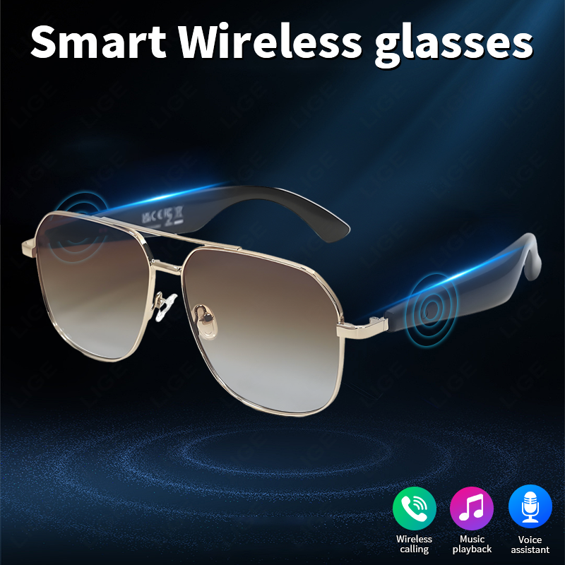 LIGE wireless smart glasses, multi-functional sports glasses, sunglasses, goggles, AI smart translation glasses Wireless call music control