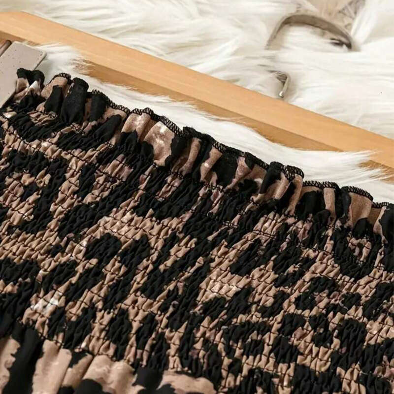 Summer Elegant Leopard Print Casual Straight Women's Pants With Elastic Waist B5