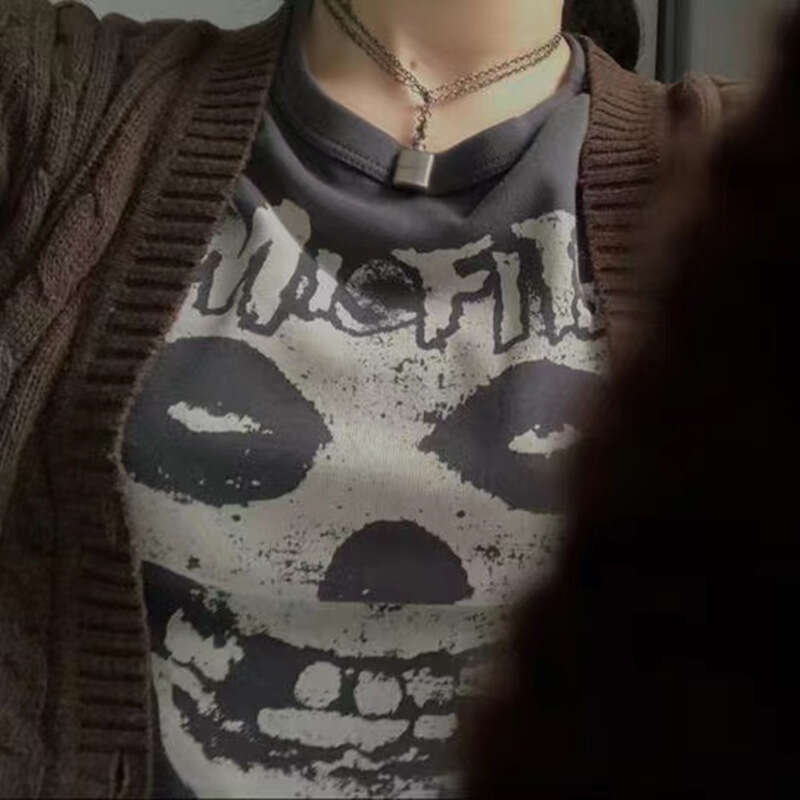 Summer New Slim Fit Printed Letter Hot Girl Ins Style Gothic Round Neck Short Sleeve T-Shirt Top B5