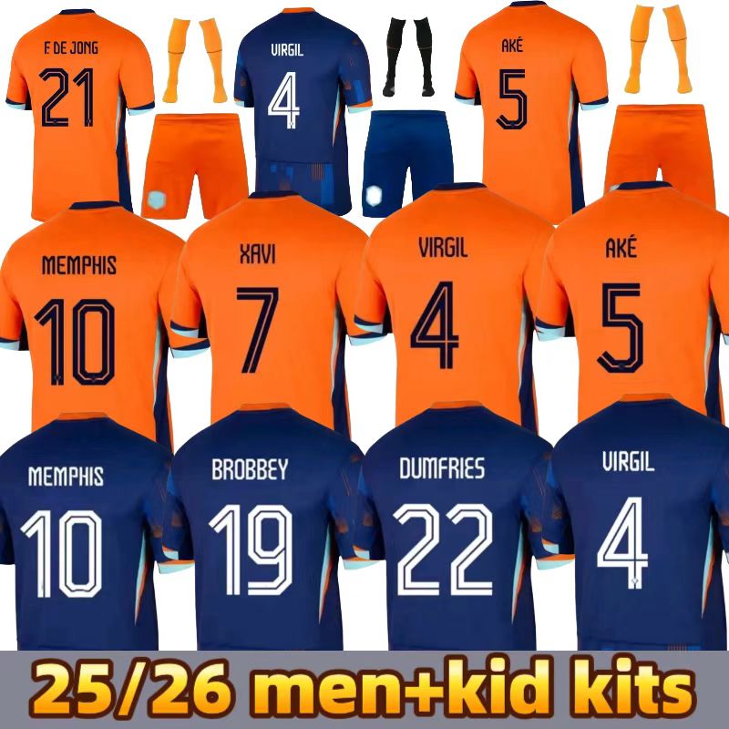 24 25 Netherlands soccer jersey F. DE JONG Holland DE LIGT football shirt VIRGIL GAKPO MEMPHIS DE LIGT men kids kit