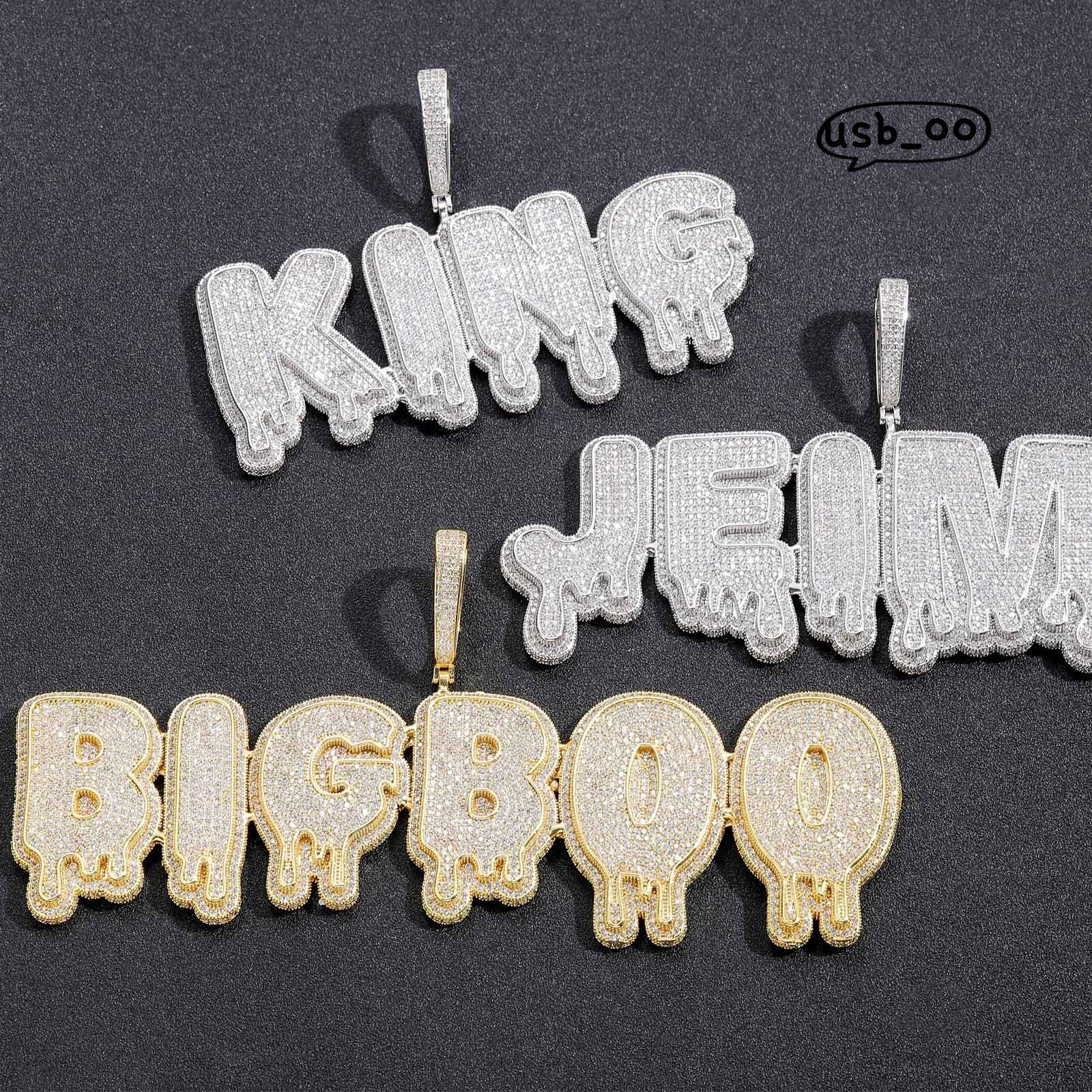 Jewelry Big Size Hip Hop Splicing English Letter Pendant Drop Name Pendants Custom Hiphop Pendant Necklace Men Women