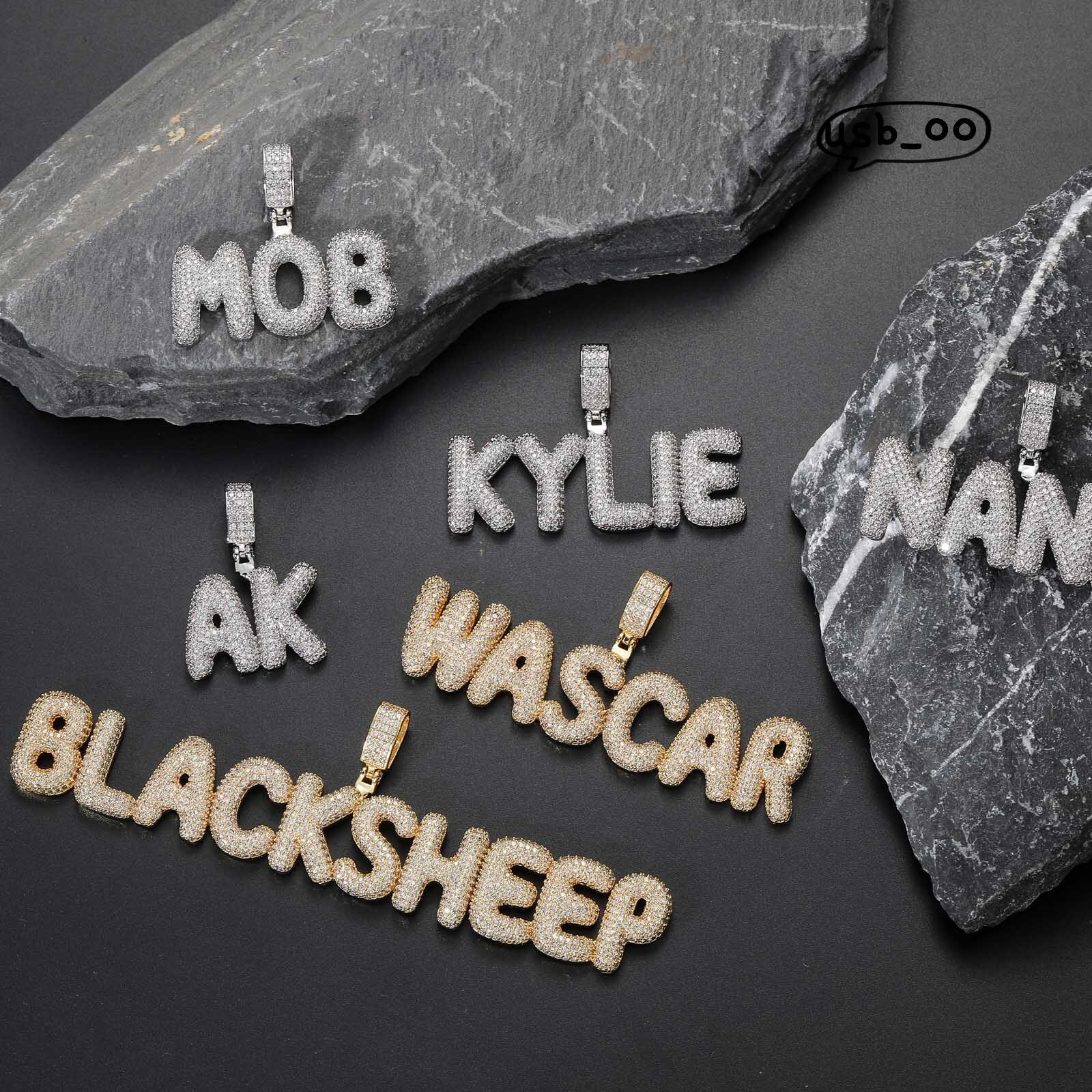 Hip-hop DIY English Alphabet Small Pendant 925 Sterling Silver Mozan Diamond Creative Pendant Necklace