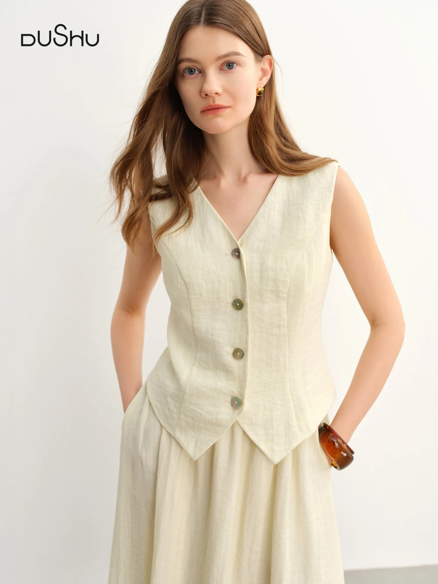 DUSHU Vest Skirt Fashion Suit Summer n Sleeveless Top Twopiece Commuting 25DS8284225DS82845 250709