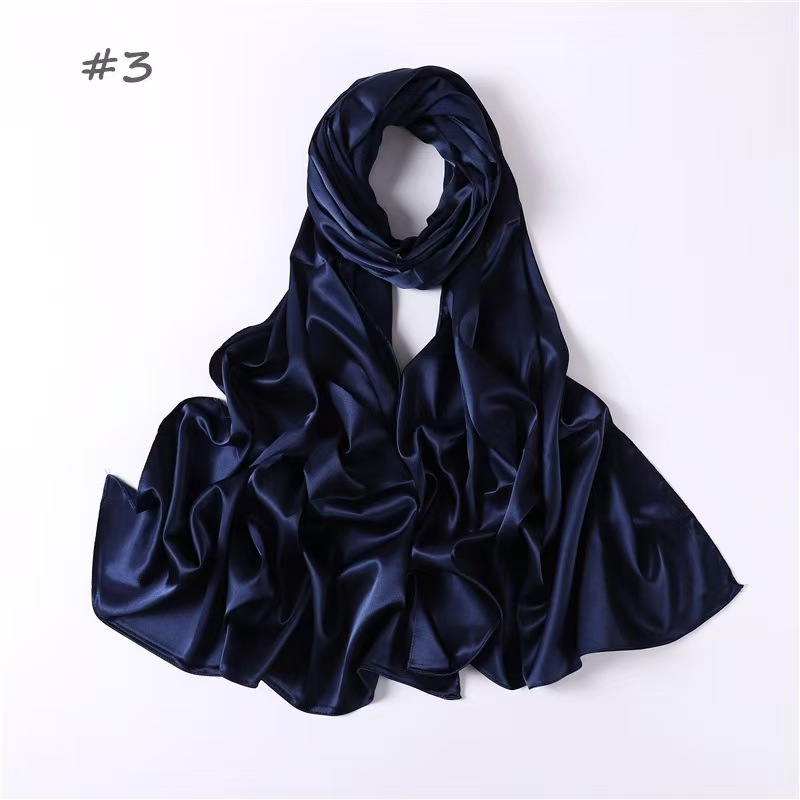 T1169 New Bright Satin Scarf Pearlescent Satin Silk Long Scarf Solid Color Shawl Women's Head Scarf