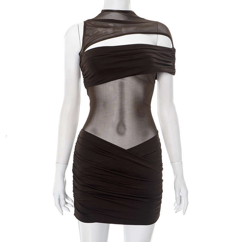 Women's Summer Round Neck Pullover Sexy Hollow Waist Bodycon Hot Girl Dress B5