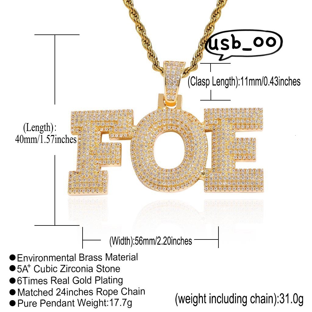 Pendant Hiphop Custom Letter Name Necklace Fashion Gold Plated Moissanite Letter Pendants Fine Jewelry Hip Hop for Men Women