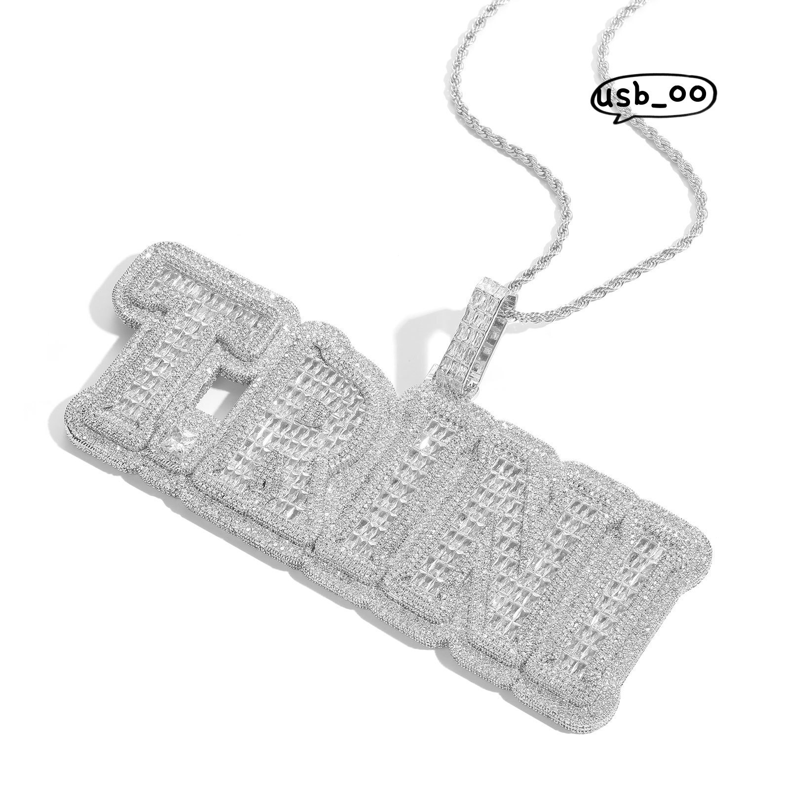 Size Custom Hiphop Pendant Big Square Moissanite Letter Pendant Necklace DIY Name Necklace Patchwork Combination Letter Pendants Couple